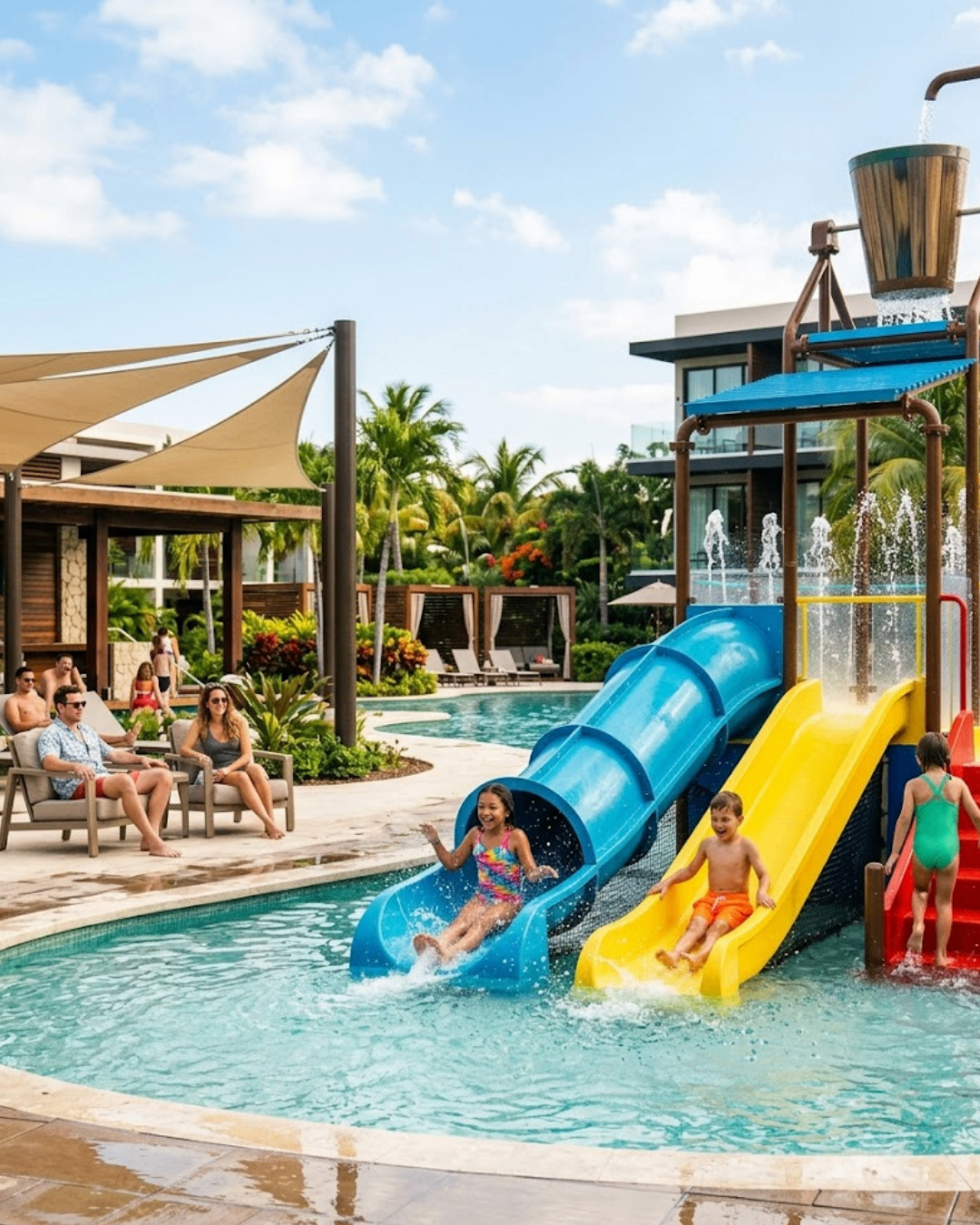 Kids playing at the waterpark