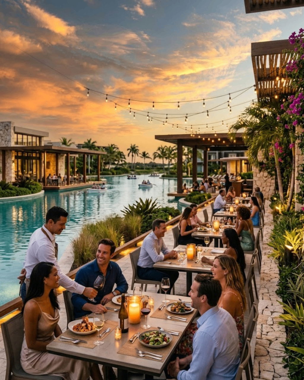 Outdoor dining by the water